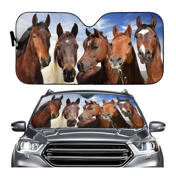 Funny Horse Driving 3D Printing Car Sun Visor Auto Decoration For Vehicle Parts Accessories Sun Visors