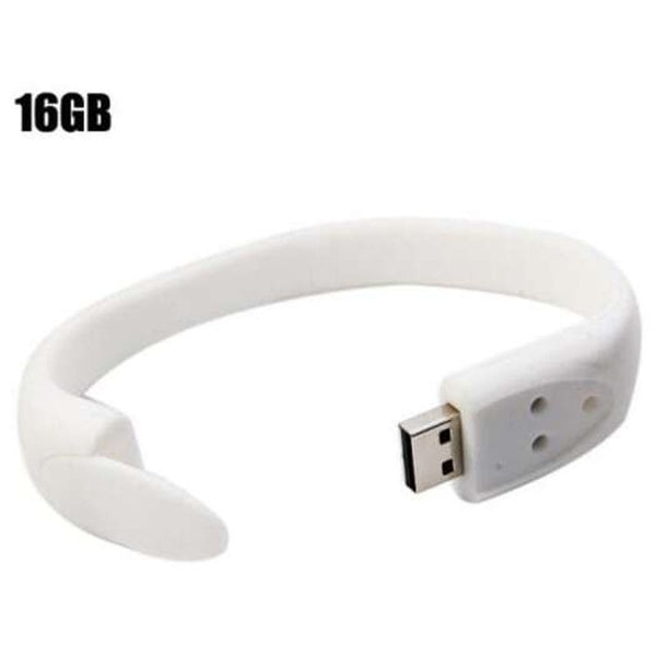 16Gb Usb 2.0 Flash Drive Bracelet Style White