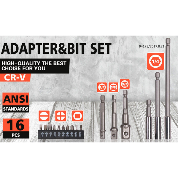 Horusdy 16Pc Socket Bit Adaptor Set Power Drill Nut Driver Extension Screwdriver Bits Drill Bits