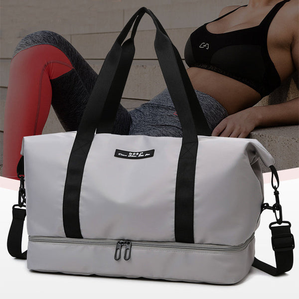 Large Capacity Travel Duffle Bag With Shoes Compartment Portable Sports Gym Fitness Waterfproof Shoulder Weekender Overnight Handbag Women