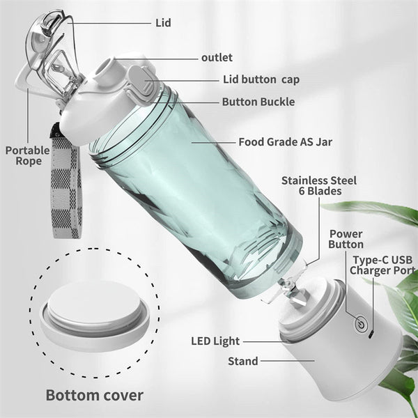 Handheld Blenders Portable Blender Juicer Personal Size Shakes Smoothies 6 Blade Mini