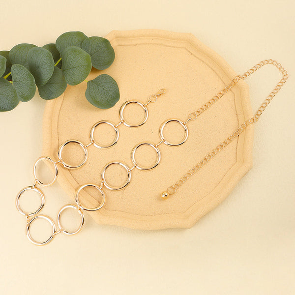 Veile Studios Fashion Circle Metal Waist Chain Belt Women Decorative Dress Hollow Accessories Body Chains