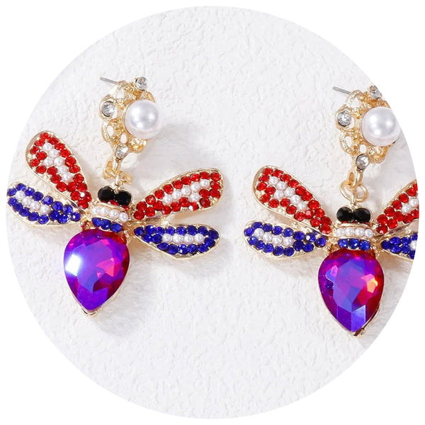 Veile Studios Natural Stone Bee Dangle Earrings