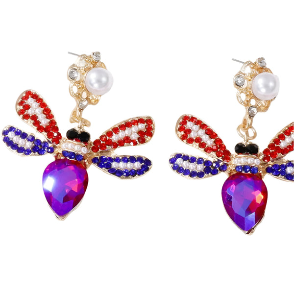 Veile Studios Natural Stone Bee Dangle Earrings