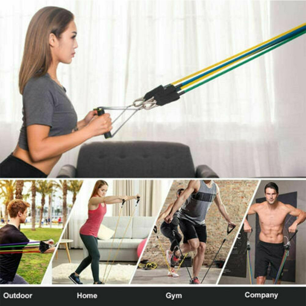 17 Pieces Latex Pull Rope Resistance Bands Kit Gym Equipment Resistance Trainers