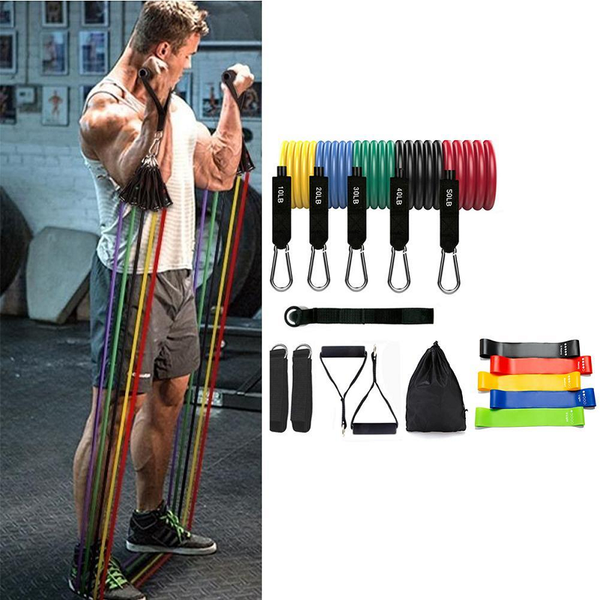 17 Pieces Latex Pull Rope Resistance Bands Kit Home Gym Equipment