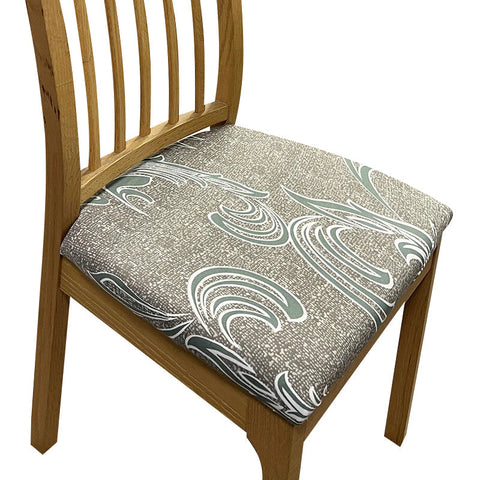 Chair Cover Light Brown Random Wave Print Stretch Seat For Dinning Kitchen Slipcovers
