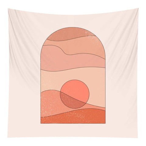 Tapestry Pink Sun 95X70cm Psychedelic Scene Art Bohemian Decorative Sheet Tapestries