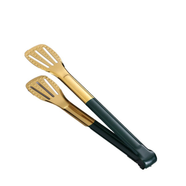 Stainless Steel Bbq Tongs With Coloured Handle Salad Meat Grilling Clip Gold Green Barbecue Tools