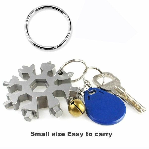 2Pcs 8-In-1 Stainless Steel Snowflakes Multi-Tool Camp Survival Hiking Key Ring