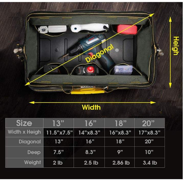 Power Tools 18 Inch Hardware Kit Bag Close Top Heavy Duty Moulded Base Storage Box With Shoulder Strap Storage Boxes