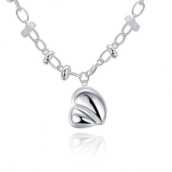 18 Inch Simple Heart Pendant Necklace Silver