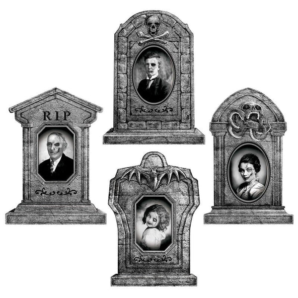 Halloween Outdoor Decor: Cemetery Tombstones Yard Signs With Stakes Realistic Scary Skulls Seasonal Decorations