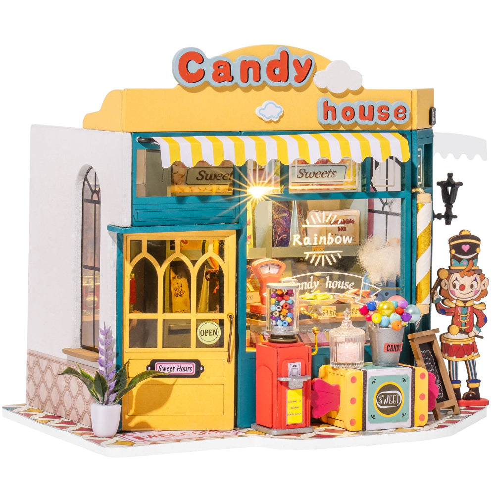 Robotime Rolife Rainbow Diy Miniature Candy House Wooden Puzzle Dollhouse Toys Doll Houses