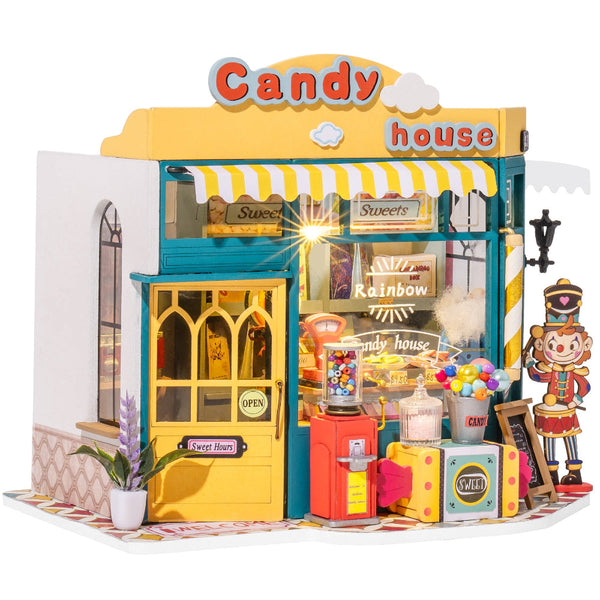 Robotime Rolife Rainbow Diy Miniature Candy House Wooden Puzzle Dollhouse Toys Doll Houses