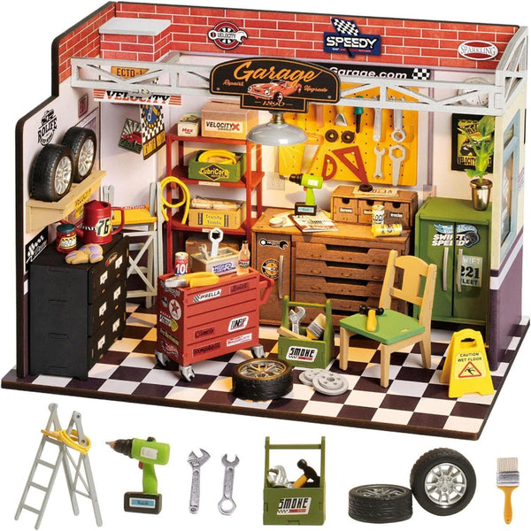 Rolife Dollhouse Miniature House Kit Diy Garage Workshop Led Light Decorative Wooden Craft Gifts Children Puzzles