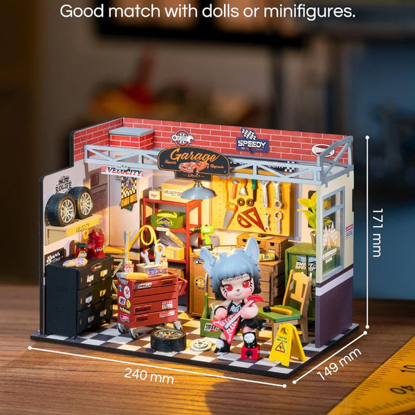Rolife Dollhouse Miniature House Kit Diy Garage Workshop Led Light Decorative Wooden Craft Gifts Children Puzzles