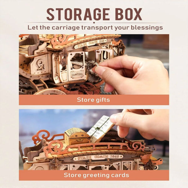 Robotime Rokr Stagecoach Music Box 3D Wooden Puzzle Gift Hobby Stem Kits Model Puzzles