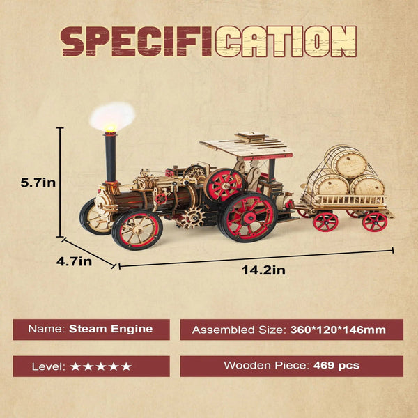 Robotime Rokr Tractor Locomotive Model 3D Wooden Puzzle For Hobbies And Gifts Puzzles