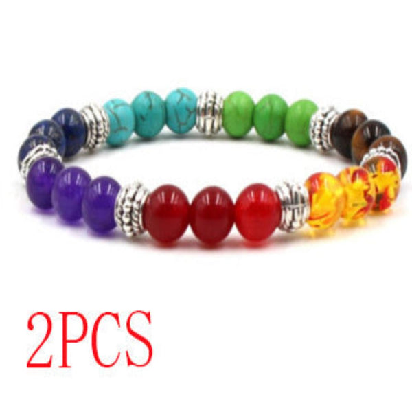 Veile Studios Natural Stone Colourful Chakra Energy Yoga Bracelet Fashion Jewellery Bracelets