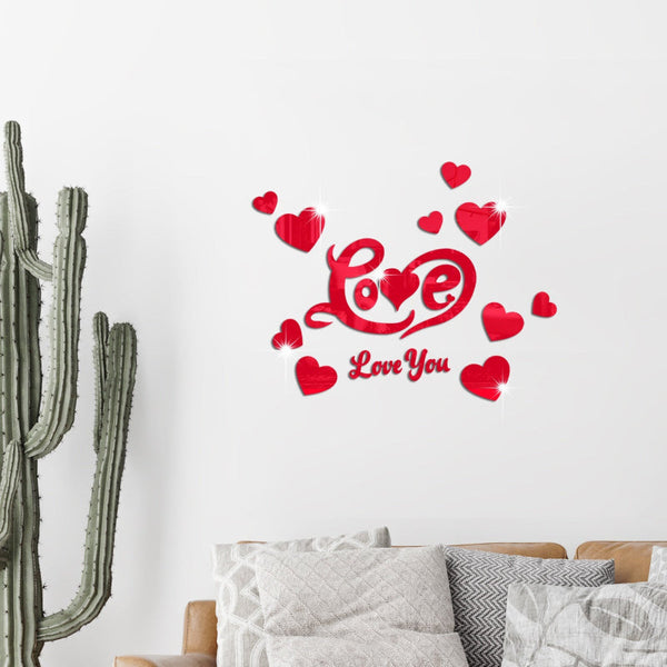 Cross Border Export Love Mirror Acrylic Wall Sticker For Bedroom And Living Room Decor Mirrors