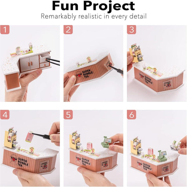 Robotime Diy Miniature Dollhouse Kits Super Creator Double Joy Bubble Tea Dw006 Puzzles