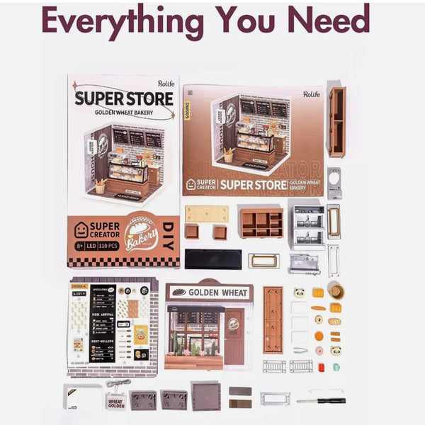 Iy Miniature Dollhouse Kits Super Bakery Craft For Christmas Gifts Doll Houses