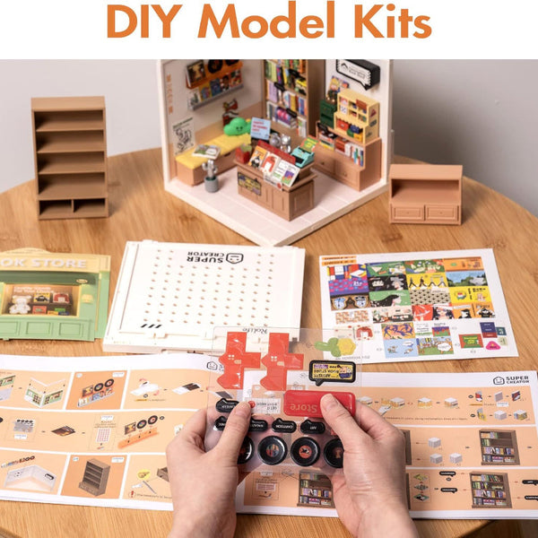 Diy Miniature Dollhouse Kits Super Store Fascinating Book Dw004 Puzzles
