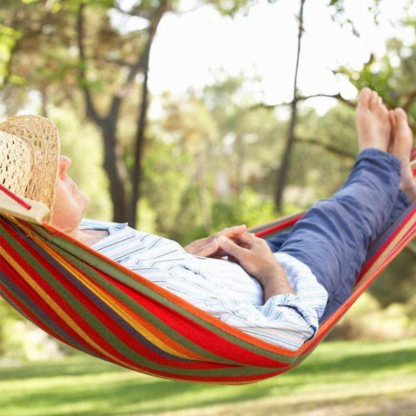 185X80cm With Wood Supports Red Striped Hanging Swing Single Heavy Duty Hammocks