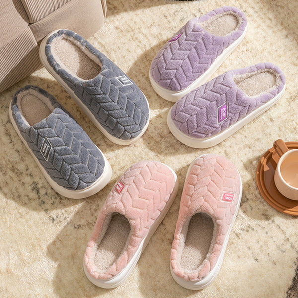 Non Slip Thick Soled Plush For Couples Winter Home Indoor Fleece Shoes Slippers