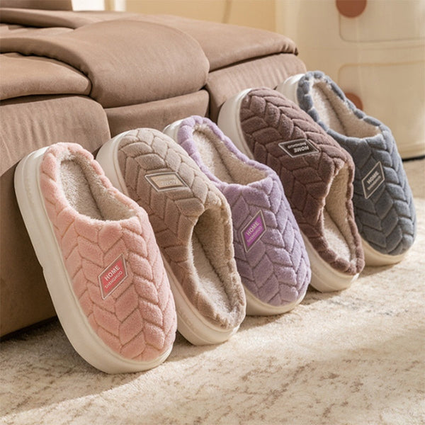 Non Slip Thick Soled Plush For Couples Winter Home Indoor Fleece Shoes Slippers