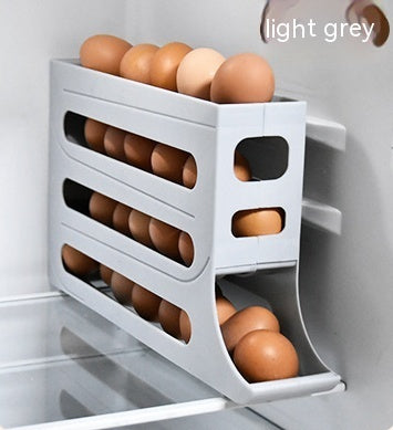 Refrigerator 4 Layer Automatic Egg Roller Sliding Tray Large Capacity Holder Food Storage Containers