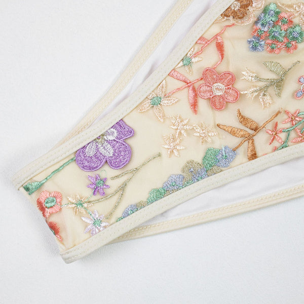 Embroidered Push Up Bikini For Women  Detailing With Thin Ties Steel Support Separate Swimsuit Export Swimwear