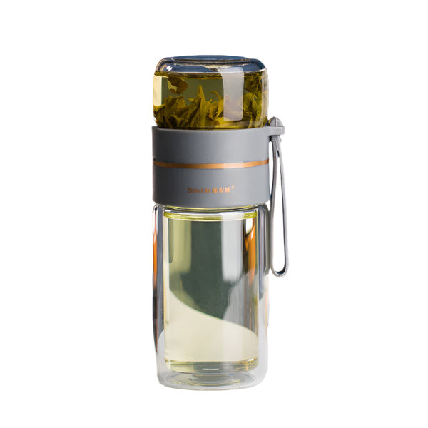 Glass Water Bottle With Tea Infuser Filter Separation Double Wall Leakproof Tea Infusers