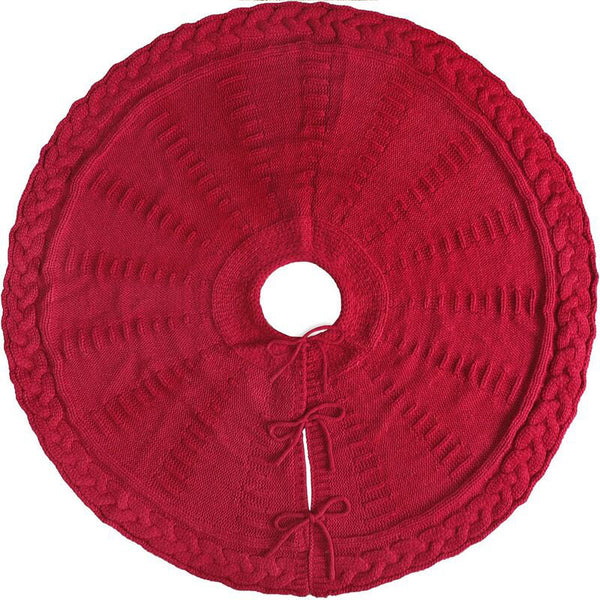 Knitted Christmas Tree Skirt Milk White Retro Xmas Collar For Holiday Home Decor Seasonal Decorations