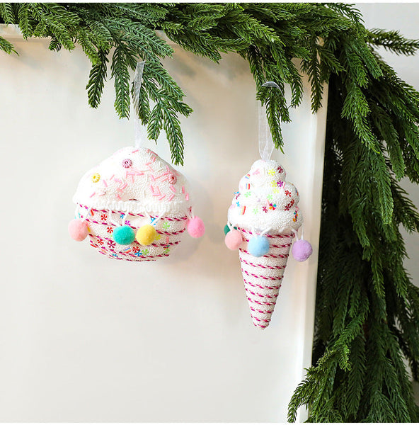 Saint Yuan New Christmas Macaron Foam Hanging Decor Ice Cream Candy Tree Decoration Home Window Display Ornament Seasonal Decorations