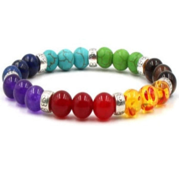 Veile Studios Natural Stone Colourful Chakra Energy Yoga Bracelet Fashion Jewellery Bracelets