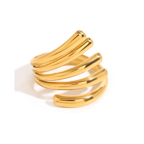 18K Gold Plated Stainless Steel Irregular Lines Open Ring Rings