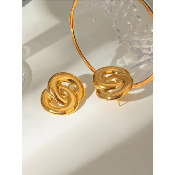 18K Gold Plated Stainless Steel Knotted Earrings