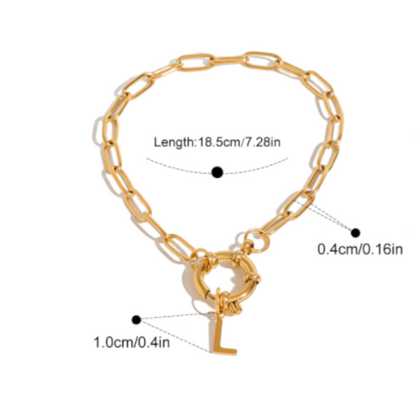18K Gold Plated Stainless Steel Letter Bracelet Bracelets
