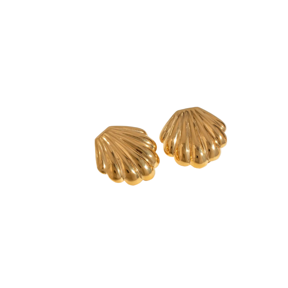 18K Gold Plated Stainless Steel Shell Stud Earrings