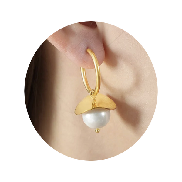 18K Gold Plated Bead Dangle Earrings
