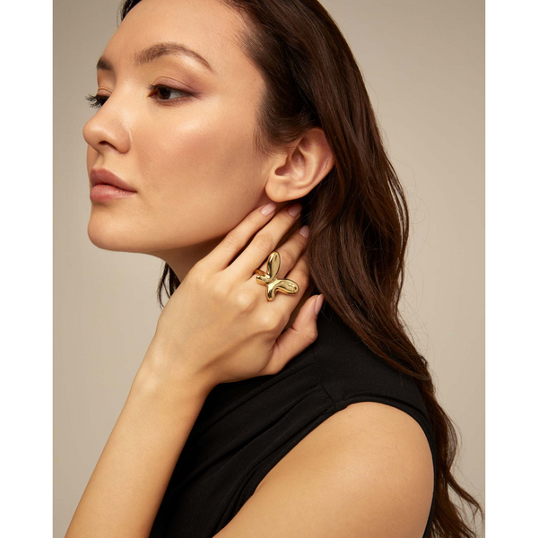 18K Gold Plated Stainless Steel Butterfly Ring Rings