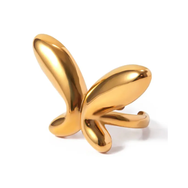 18K Gold Plated Stainless Steel Butterfly Ring Rings