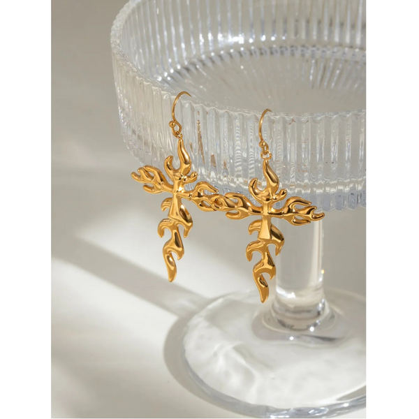 Veile Studios 18K Gold Plated Stainless Steel Cross Earrings