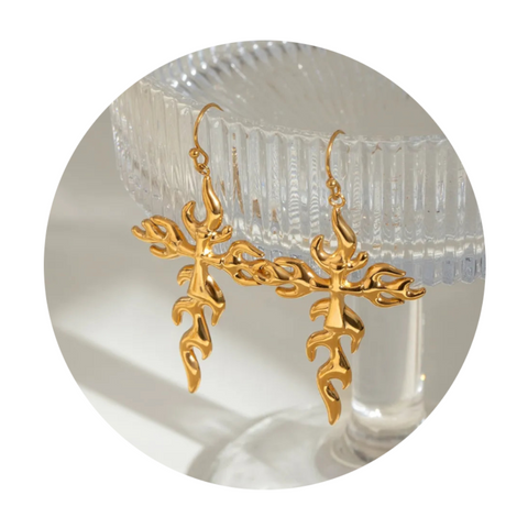 Veile Studios 18K Gold Plated Stainless Steel Cross Earrings