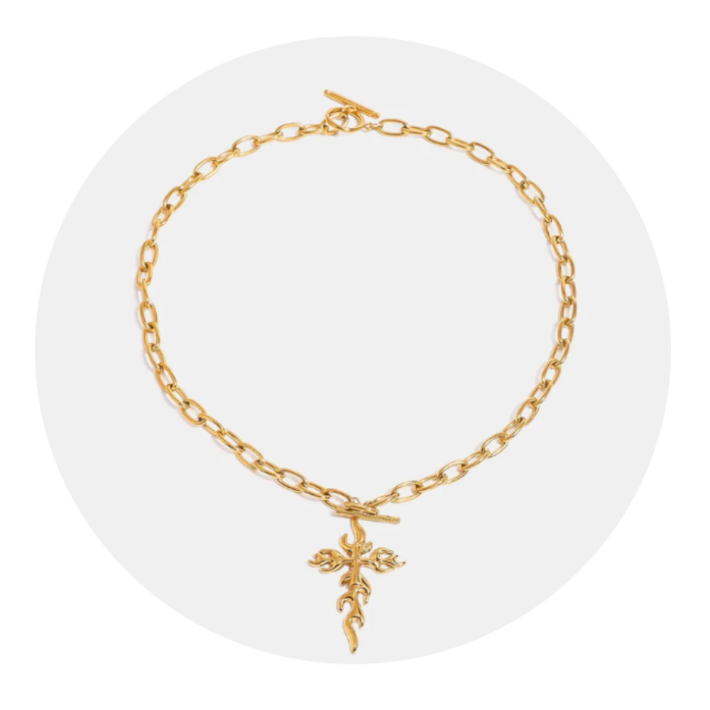 Veile Studios 18K Gold Plated Stainless Steel Cross Necklace Necklaces & Pendants