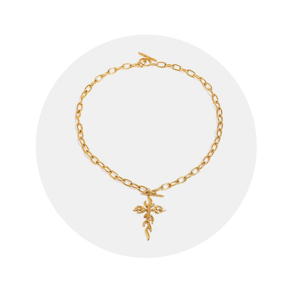 18K Gold Plated Stainless Steel Cross Necklace Necklaces & Pendants