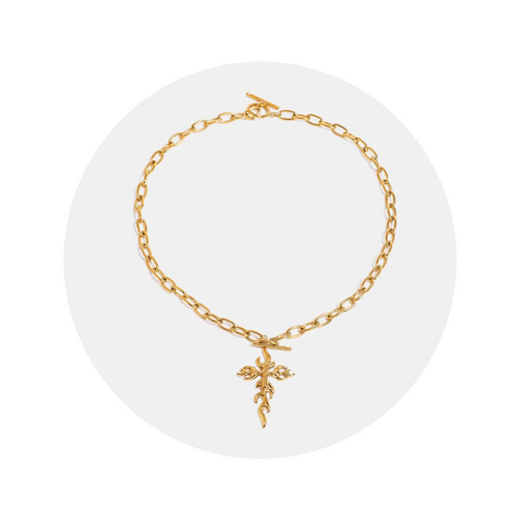 18K Gold Plated Stainless Steel Cross Necklace Necklaces & Pendants