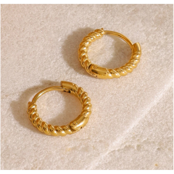 18K Gold Plated Stainless Steel Huggie Earrings